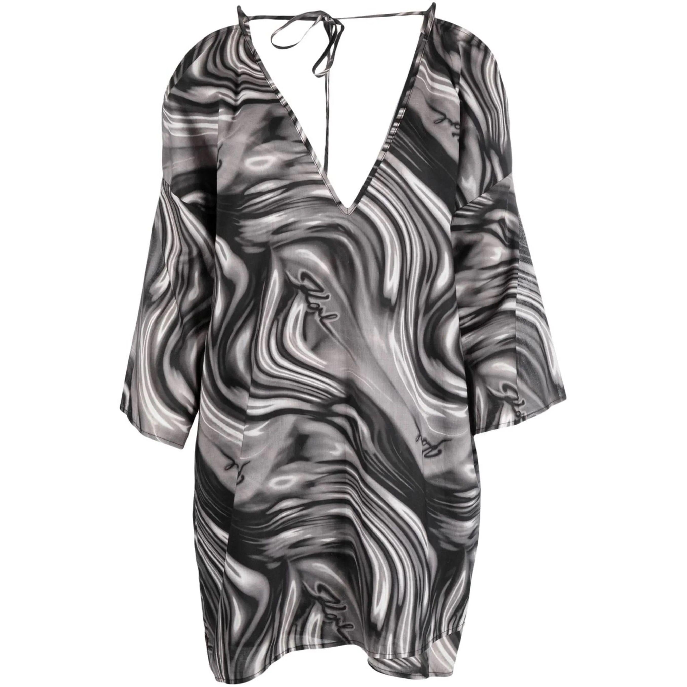 Pončas moterims, Juoda, Multicolour print kaftan