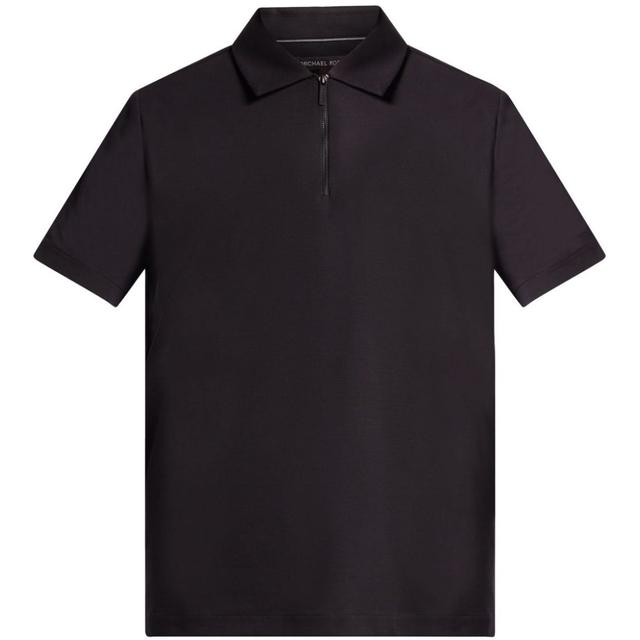 Polo marškiniai trumpos rank. vyrams, Juoda, Cotton half-zip polo shirt