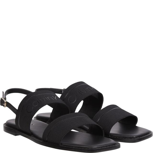 Basutės moterims, Juoda, Squared flat sandal