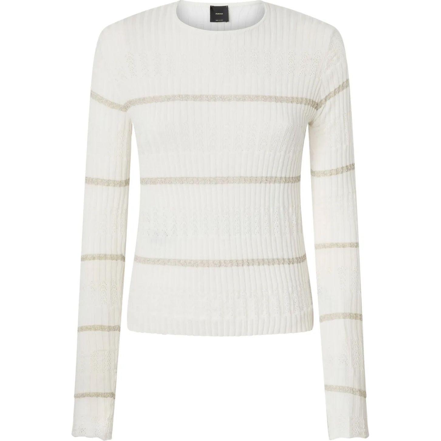 Marškinėliai ilgom. rankovėmis moterims, Balta, Striped t-shirt