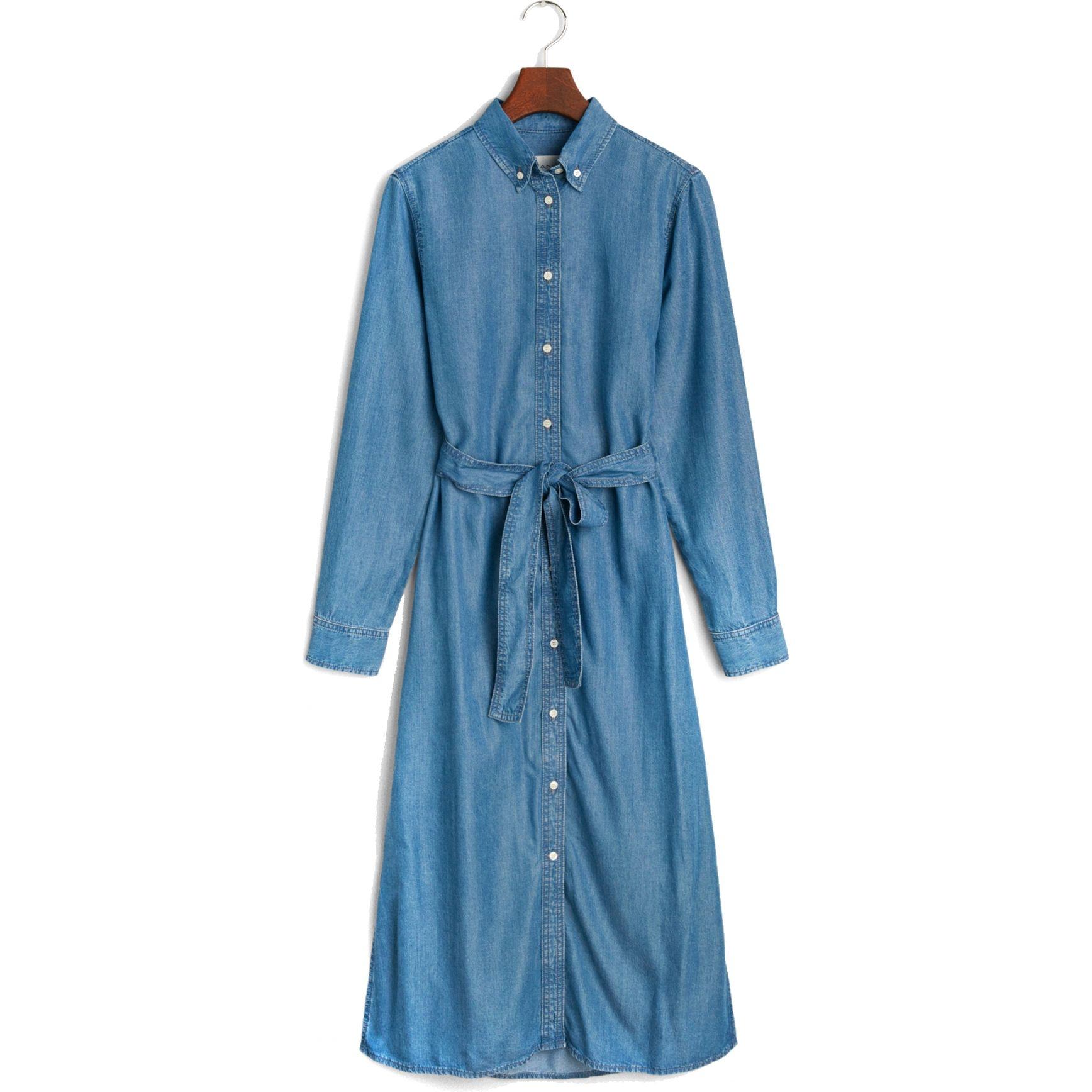 Midi suknelė moterims, Juoda, Reg chambray shirt dress