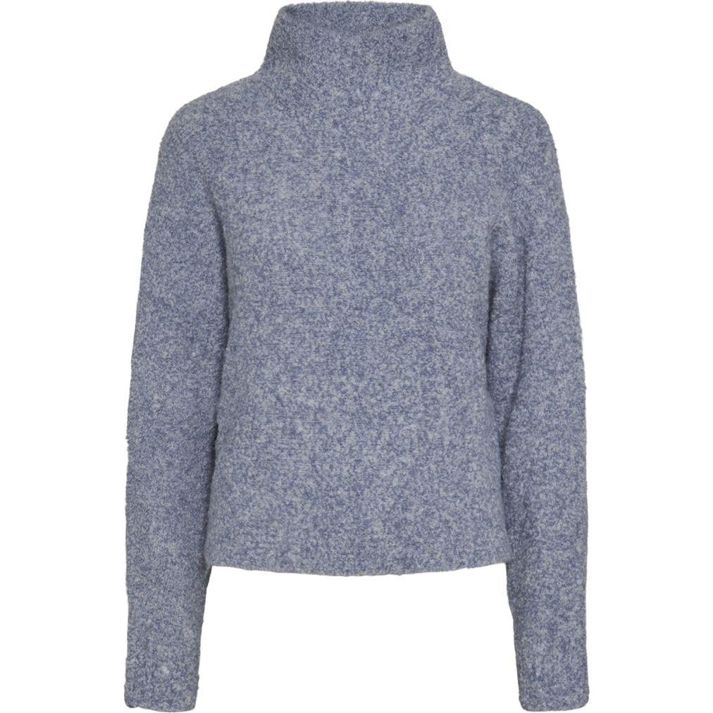 Megztinis su kaklu moterims, Mėlyna, Nori high neck bat wing knit