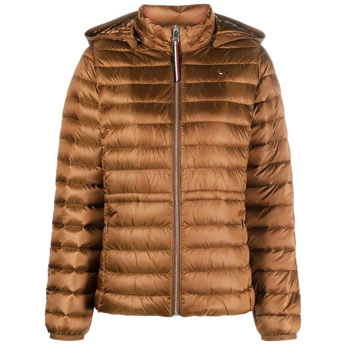 Pūkinė striukė moterims, Ruda, Feminine low down jacket