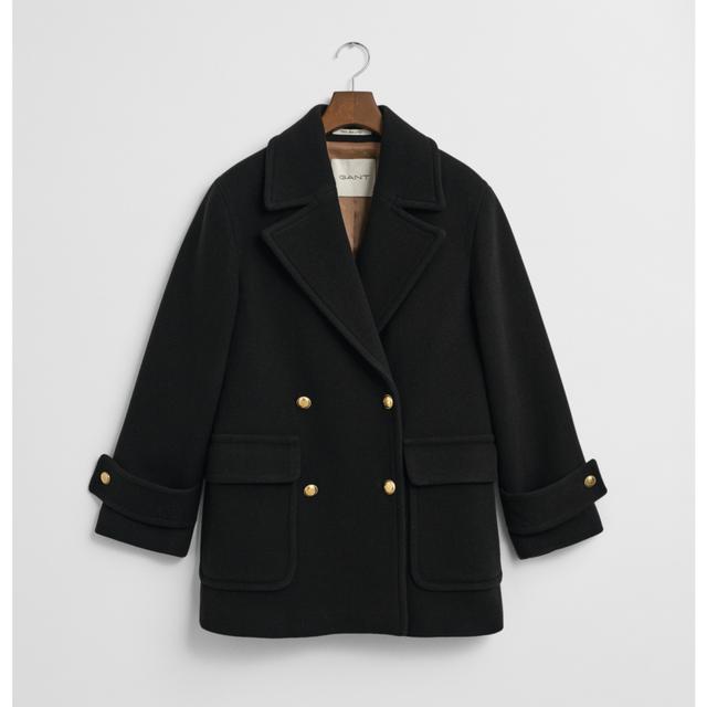 Paltas moterims, Juoda, wool mid length peacoat