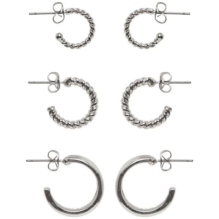 Auskarai moterims, Sidabrinė, PCMENIDJA 3-PACK EARR