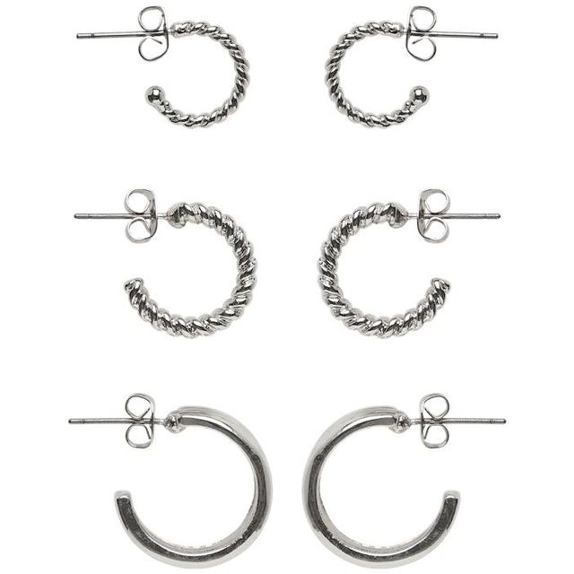 Auskarai moterims, Sidabrinė, PCMENIDJA 3-PACK EARR