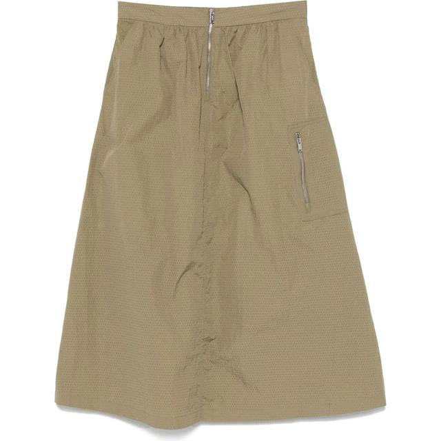 Midi sijonas moterims, Žalia, Perforated tech midi