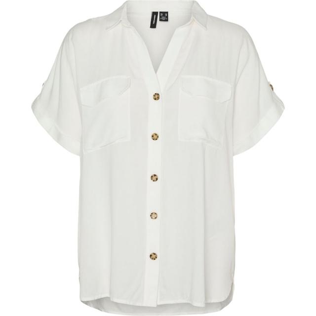 Marškiniai trump. rankovėmis moterims, Balta, Bumpy shirs