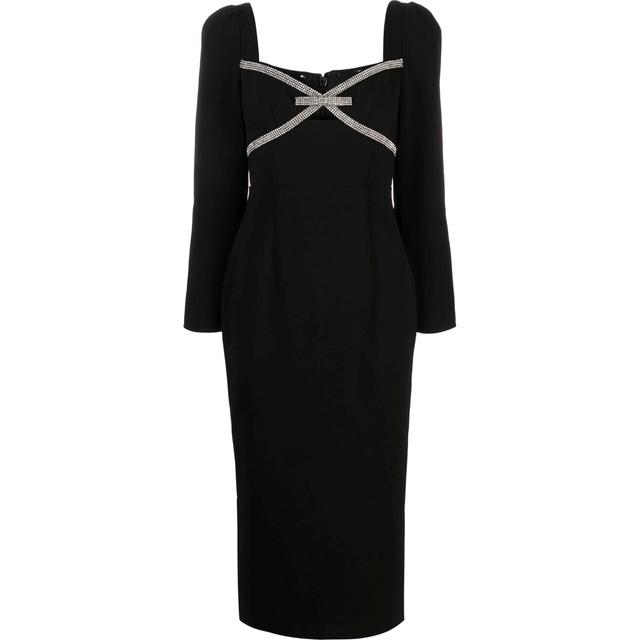 Midi suknelė moterims, Juoda, Black diamante bow midi dress