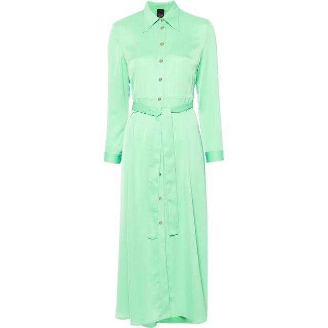 Midi suknelė moterims, Žalia, Belted button-up shirtdress