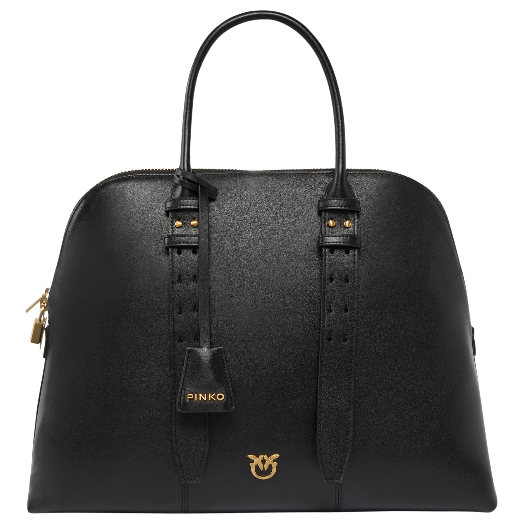 Rankinė per petį moterims, Juoda, Bowling bag vitello morbido