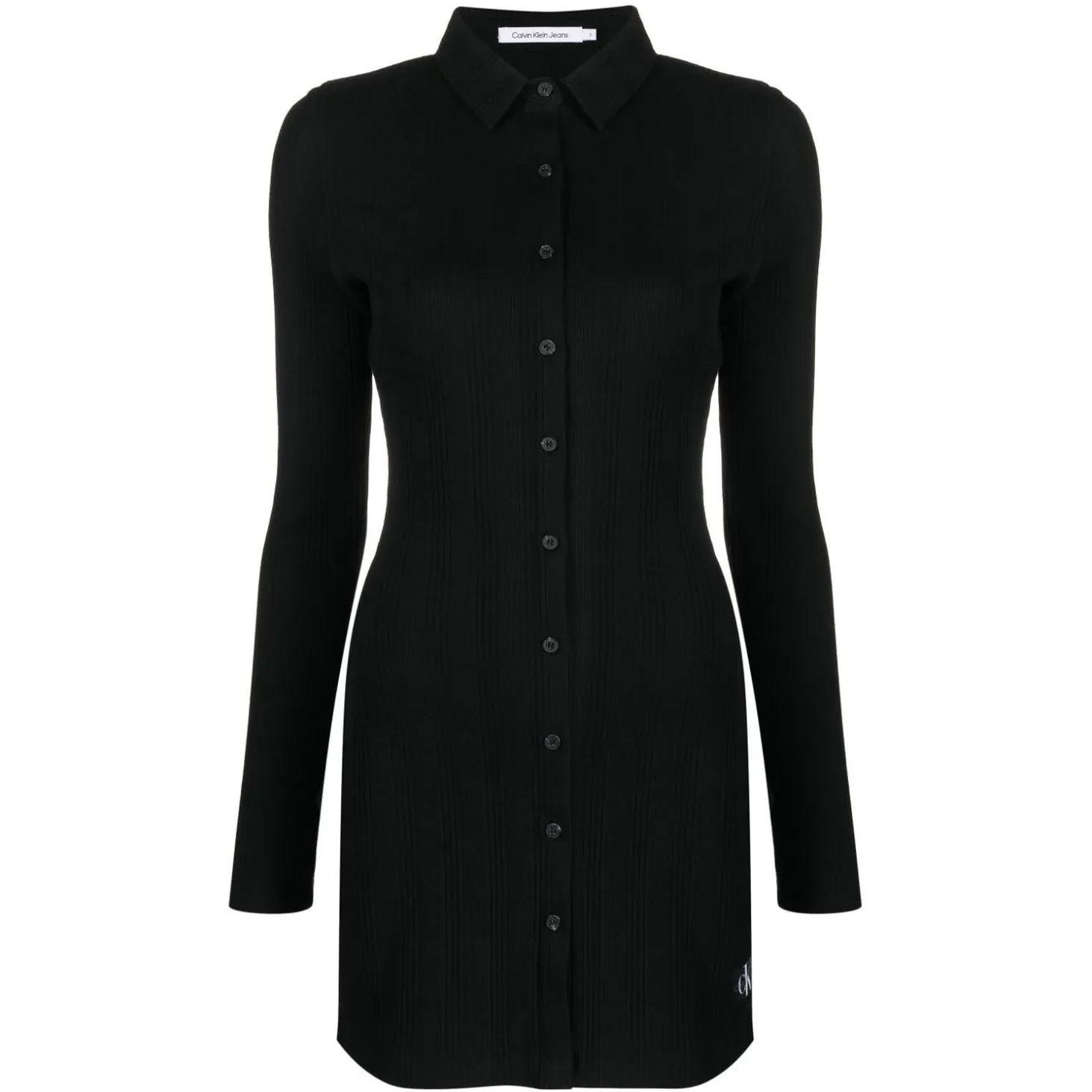 Midi suknelė moterims, Juoda, Badge elongated rib shirt dres