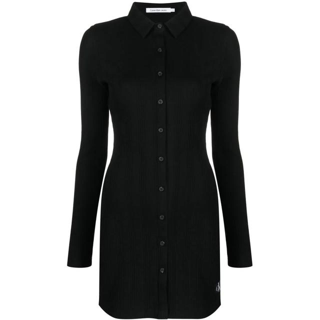 Midi suknelė moterims, Juoda, Badge elongated rib shirt dres