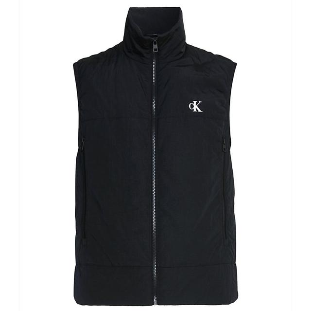 Pūkinė liemenė vyrams, Juoda, Badge crinkle nylon vest