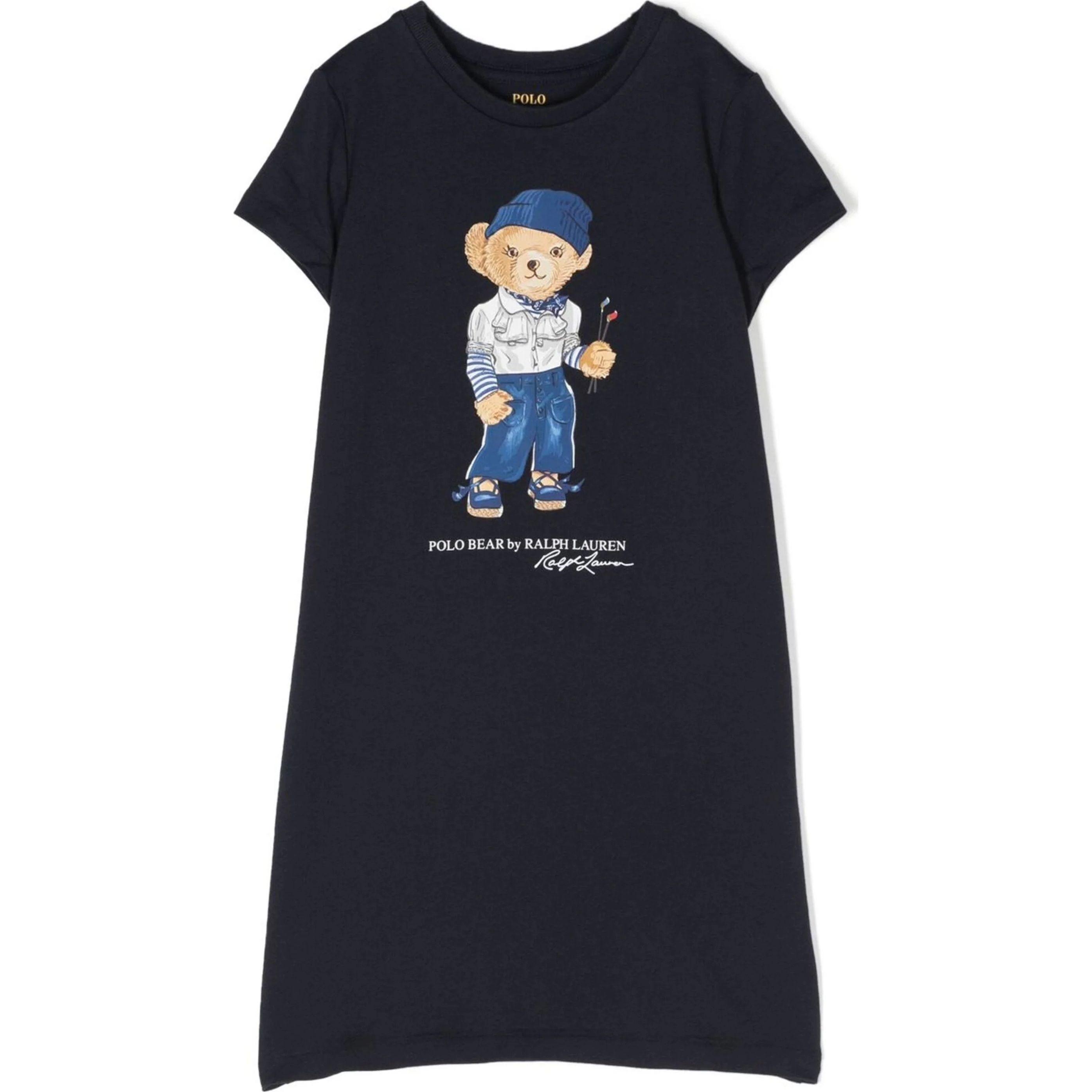Midi suknelė mergaitėms, Mėlyna, Polo bear jersey dress (2-6x)