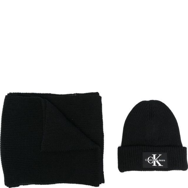 Rinkinys vyrams, Juoda, MONOLOGO PATCH BEANIE + SCARF