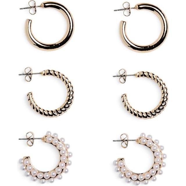 Auskarai moterims, Auksinė, Nibbi 3-pack earrings