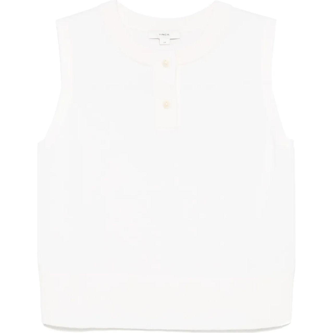 Marškiniai be rankovių moterims, Balta, Henley crew nk shell