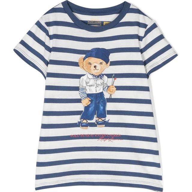 Marškinėliai trump. rankovėmis mergaitėms, Balta, Polo bear striped tee (2-6x)