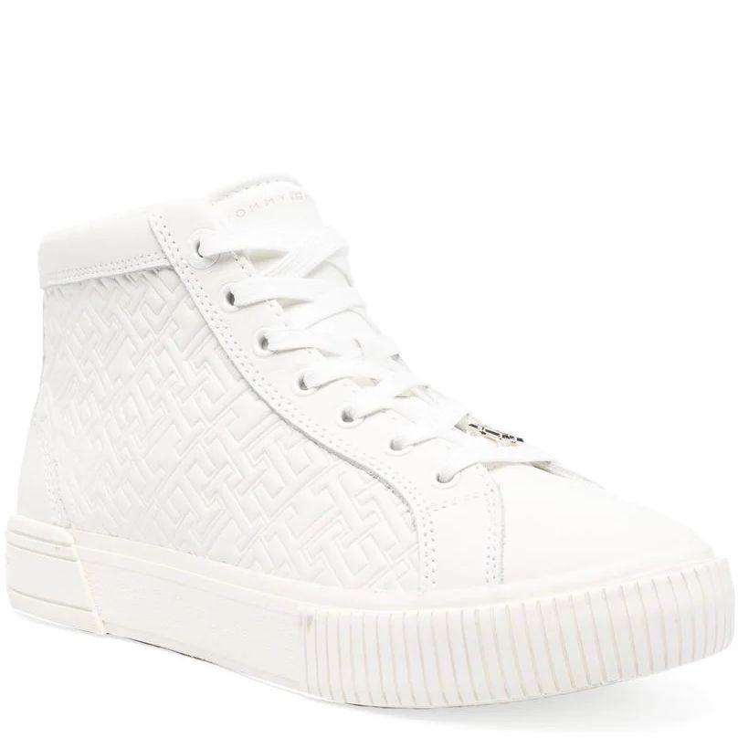 Sportiniai bateliai moterims, Smėlio, TH MONOGRAM SNEAKER HIGH