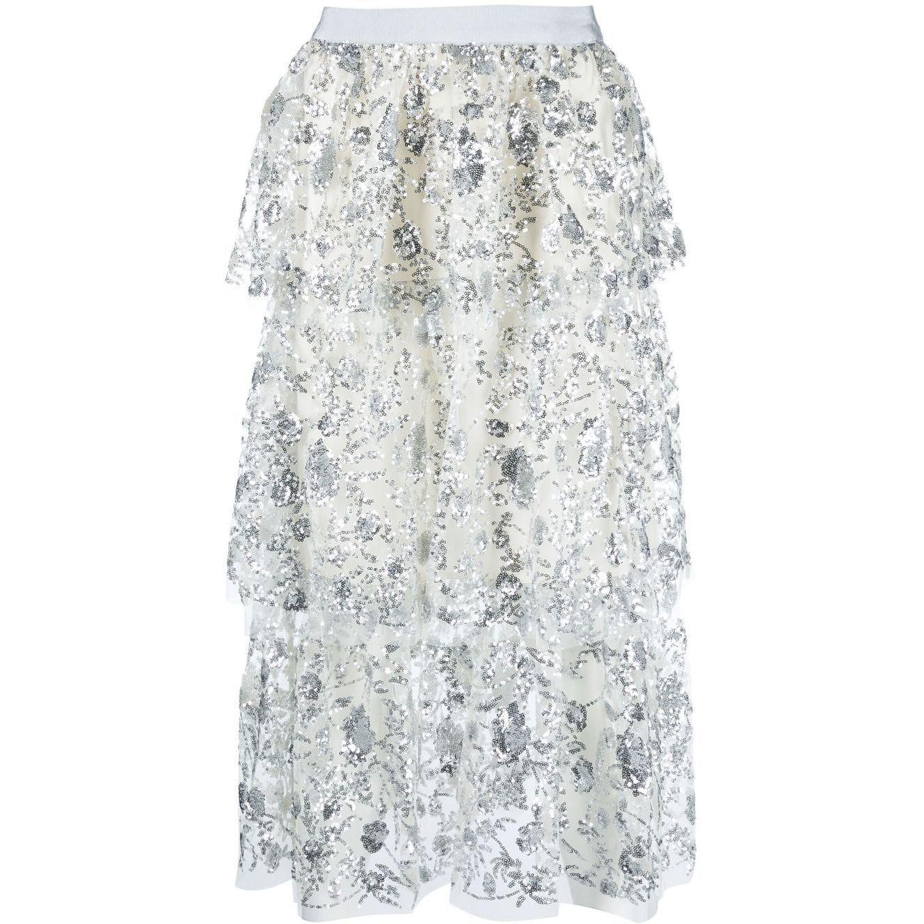 Midi sijonas moterims, Kūno, Sequinned tiered midi skirt