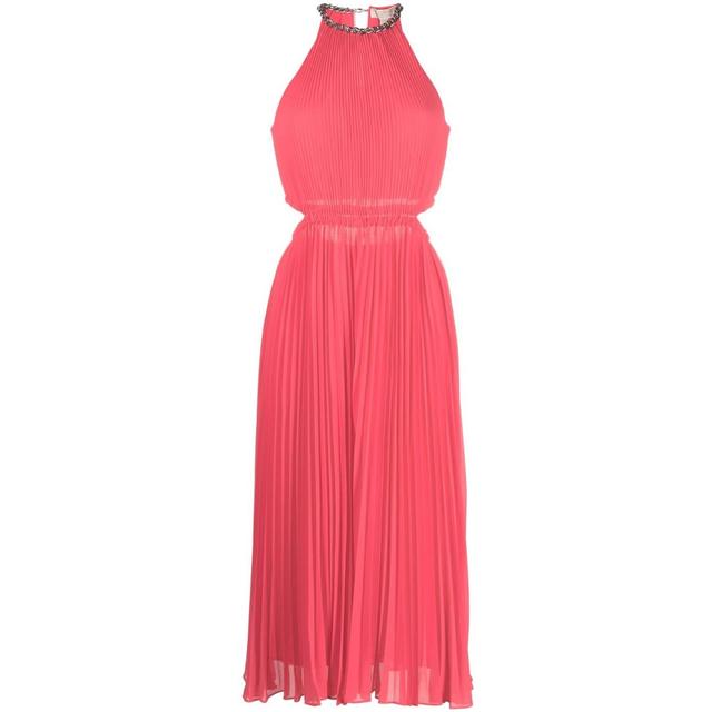 Midi suknelė moterims, Raudona, Pleated cutout dress