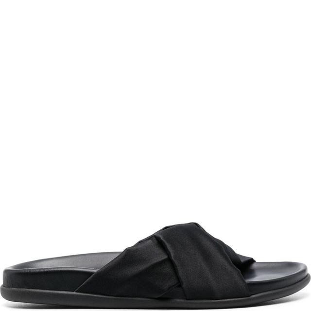Basutės moterims, Juoda, Whitney footbed satin sandals