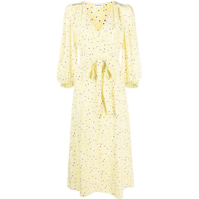 Midi suknelė moterims, Geltona, V-neck dress