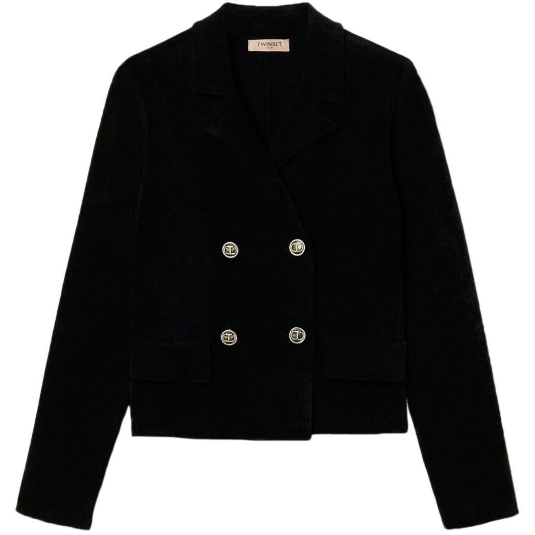 Švarkas moterims, Juoda, Soft knit new fit blazer