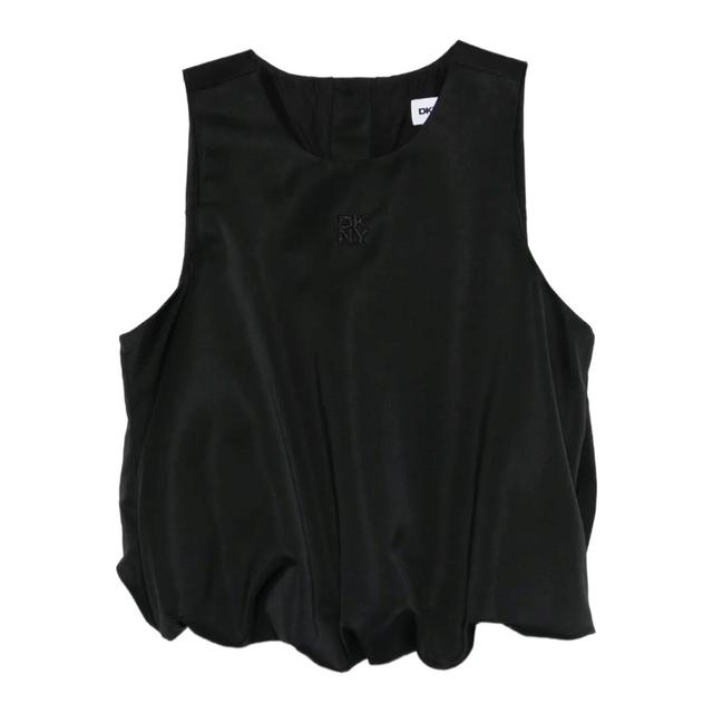 Marškiniai be rankovių moterims, Juoda, Sleeveless bubble top