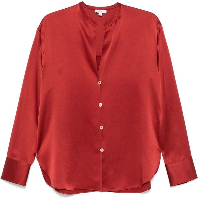 Marškiniai ilgomis rankovėmis moterims, Raudona, Band collar l/s blouse