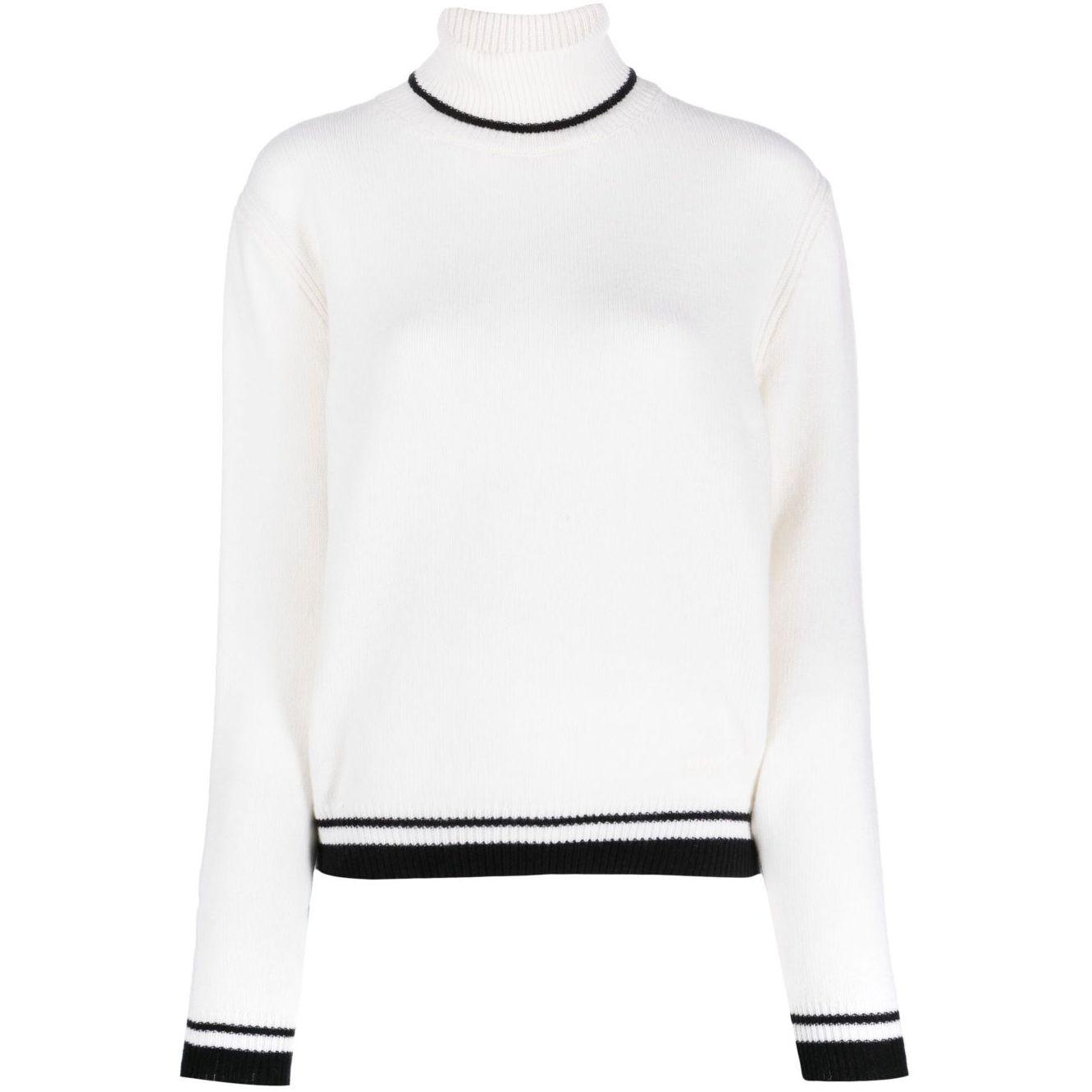 Kardiganas moterims, Balta, Turtleneck sweater