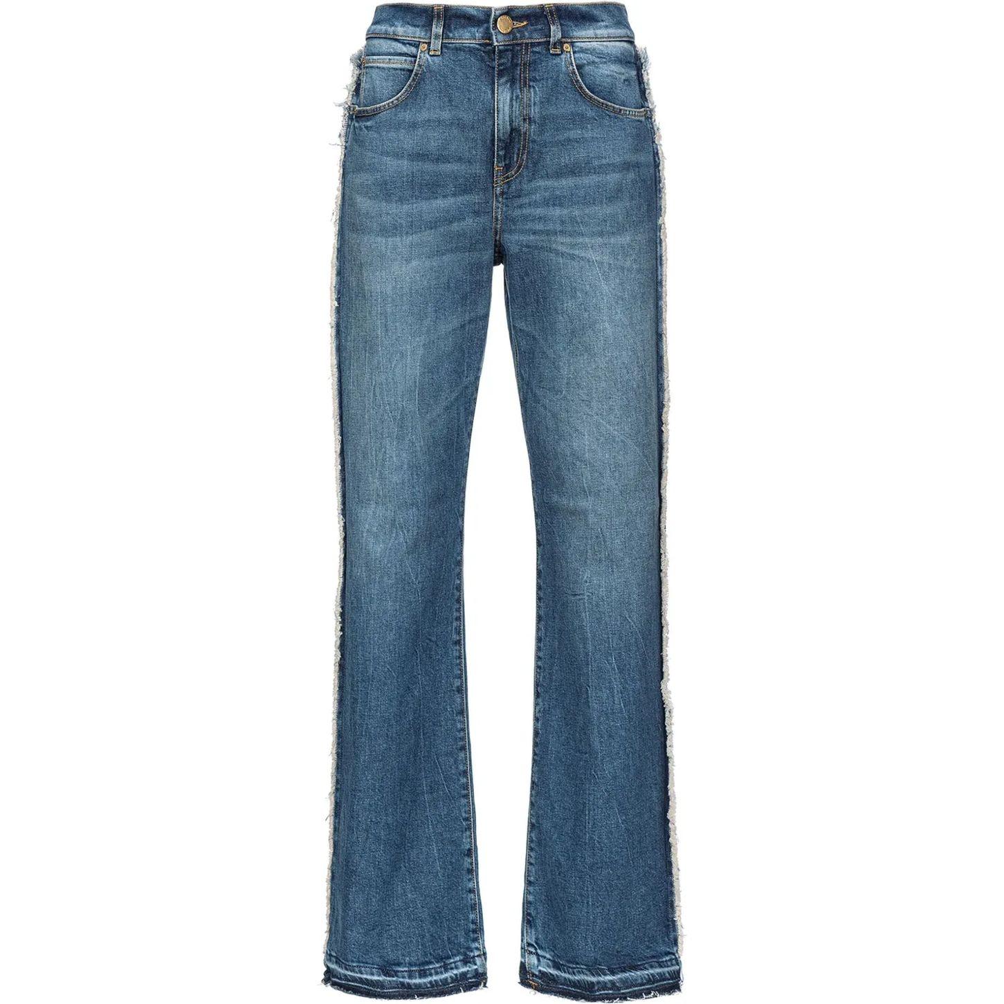 Platūs džinsai moterims, Mėlyna, Wide-leg jeans with cut-out