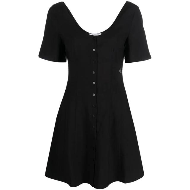 Midi suknelė moterims, Juoda, Button down short sleeve dress