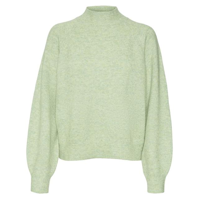 Megztinis su kaklu moterims, Žalia, Leaf pullover