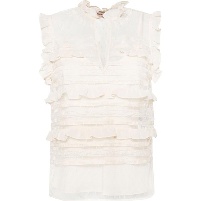 Palaidinės moterims, Kūno, Floral-lace sleeveless blouse