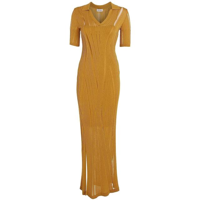 Vakarinės suknelė moterims, Auksinė, Texture stitch dress