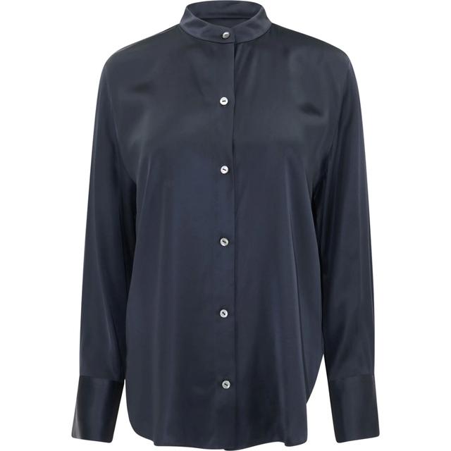 Marškiniai ilgomis rankovėmis moterims, Mėlyna, L/s band collar front shirt