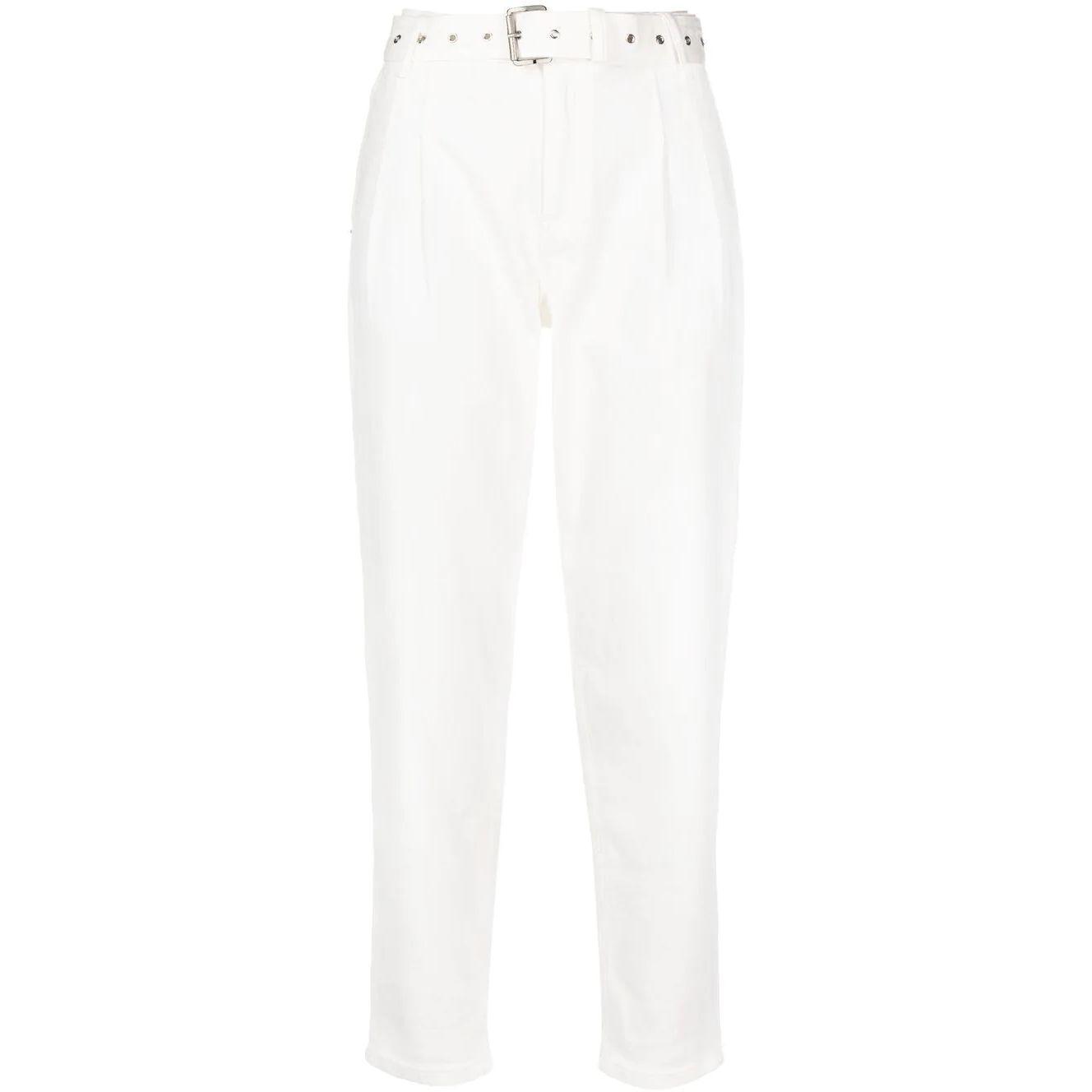 Laisvalaikio kelnės moterims, Pilka, Pleated belted denim pant
