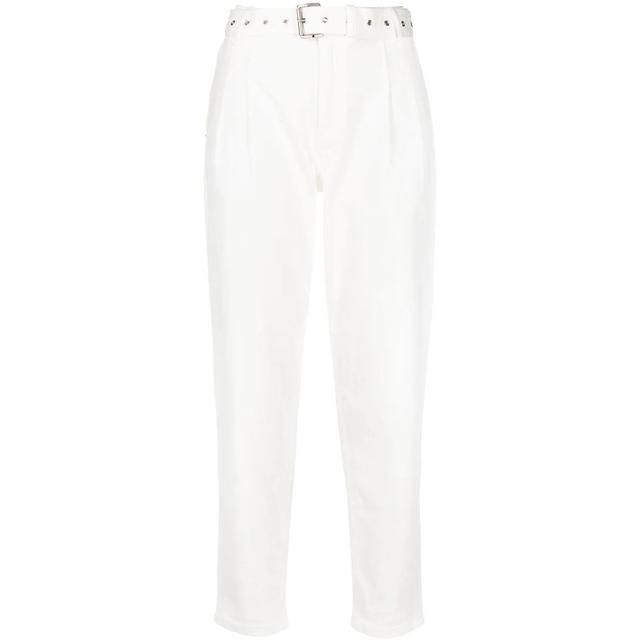 Laisvalaikio kelnės moterims, Pilka, Pleated belted denim pant