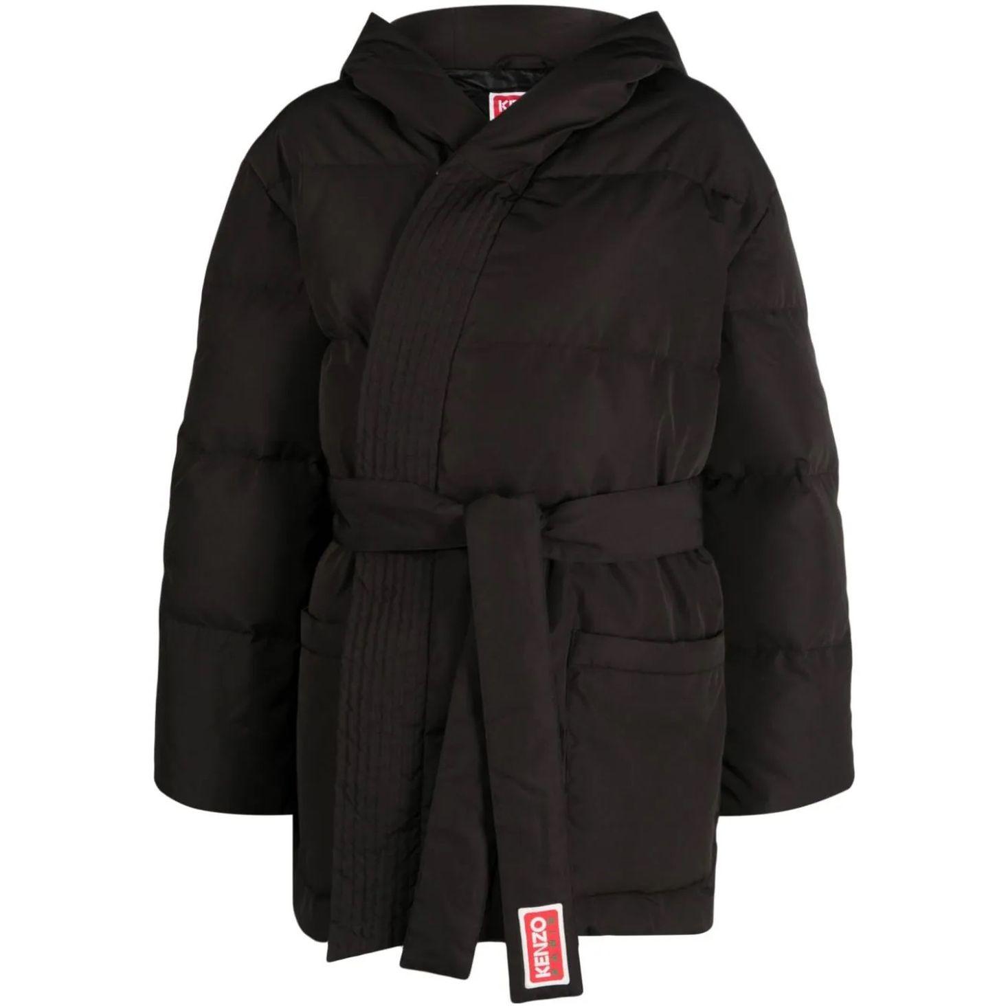 Pūkinė striukė moterims, Juoda, Kimono down jacket