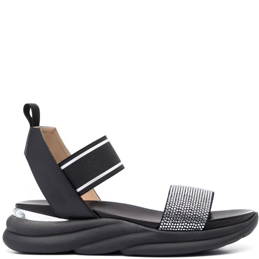 Basutės moterims, Juoda, Flat woman sandals