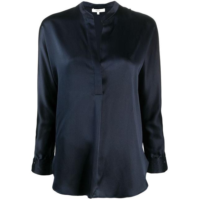 Palaidinės moterims, Mėlyna, Band collar blouse