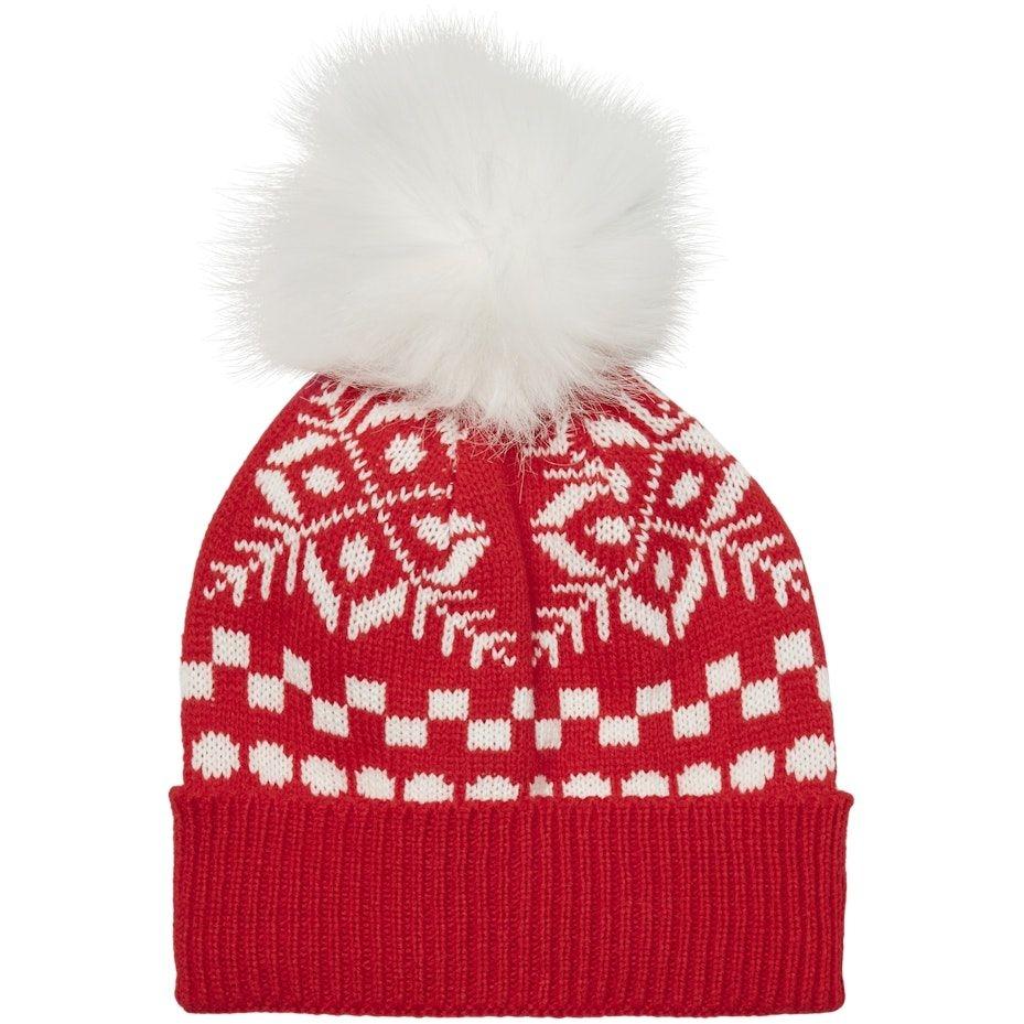 Kepurė moterims, Raudona, VMSNOWFLAKE PATTERN