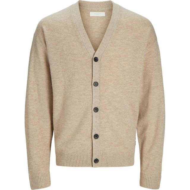 Kardiganas vyrams, Smėlio, Lambs wool knit cardigan