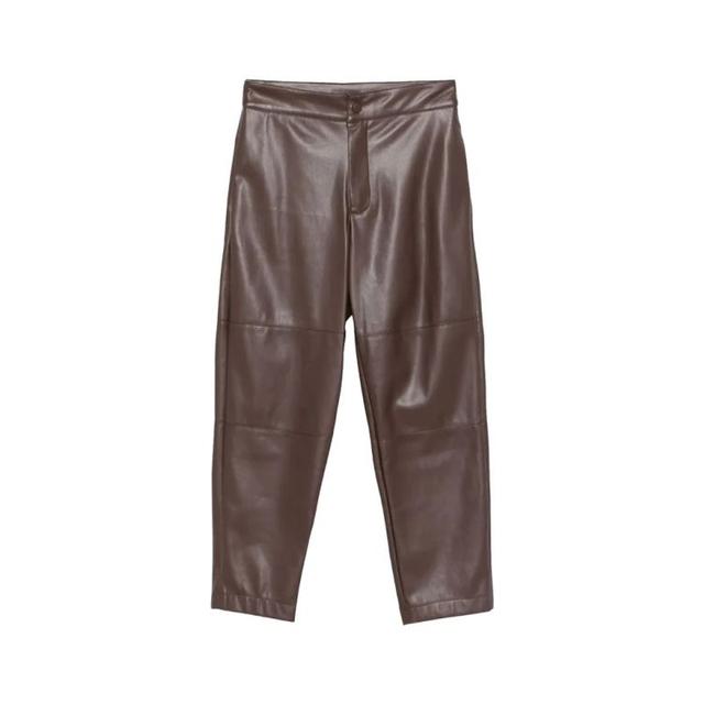 Odinės kelnės moterims, Browm, Leather trousers
