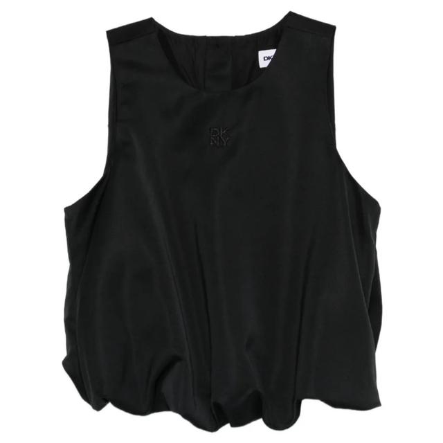 Marškiniai be rankovių moterims, Juoda, Sleeveless bubble top
