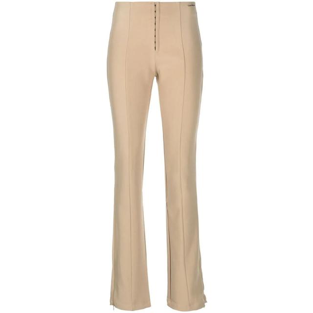 Formalios kelnės moterims, Smėlio, Slim fit high waist pants