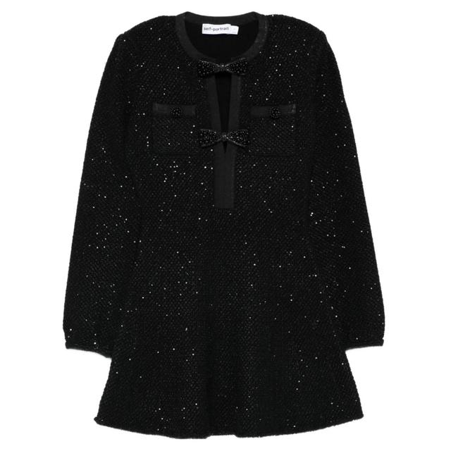 Mini suknelė moterims, Juoda, Sequin knit mini dress