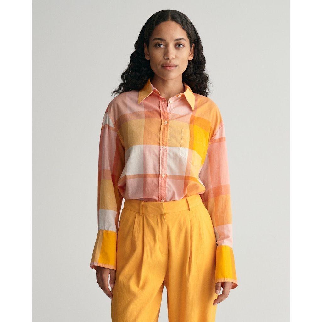 GANT Marškiniai moterims, Geltona, REL MADRAS CHECK SHIRT 2